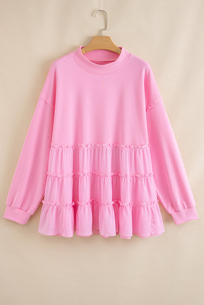 Pink Tiered Ruffle Plus Size Top