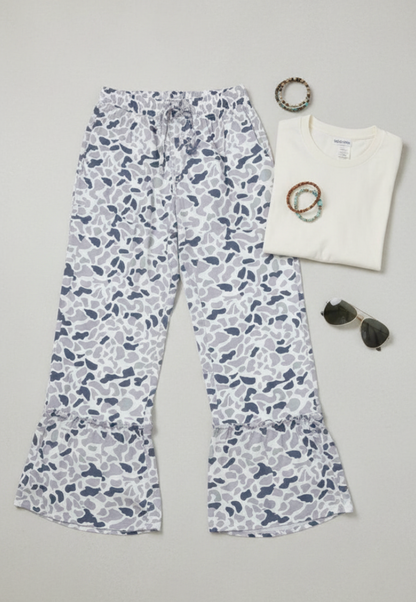 Camo Print Wide Leg Pants
