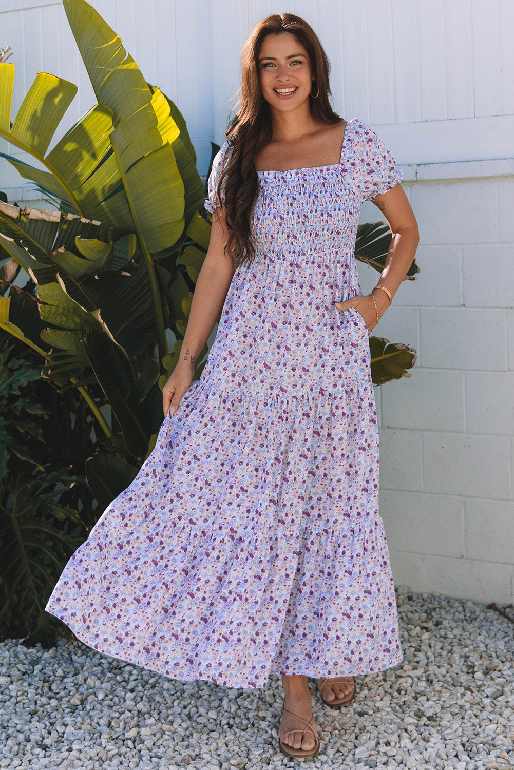 Purple Floral Maxi Dress