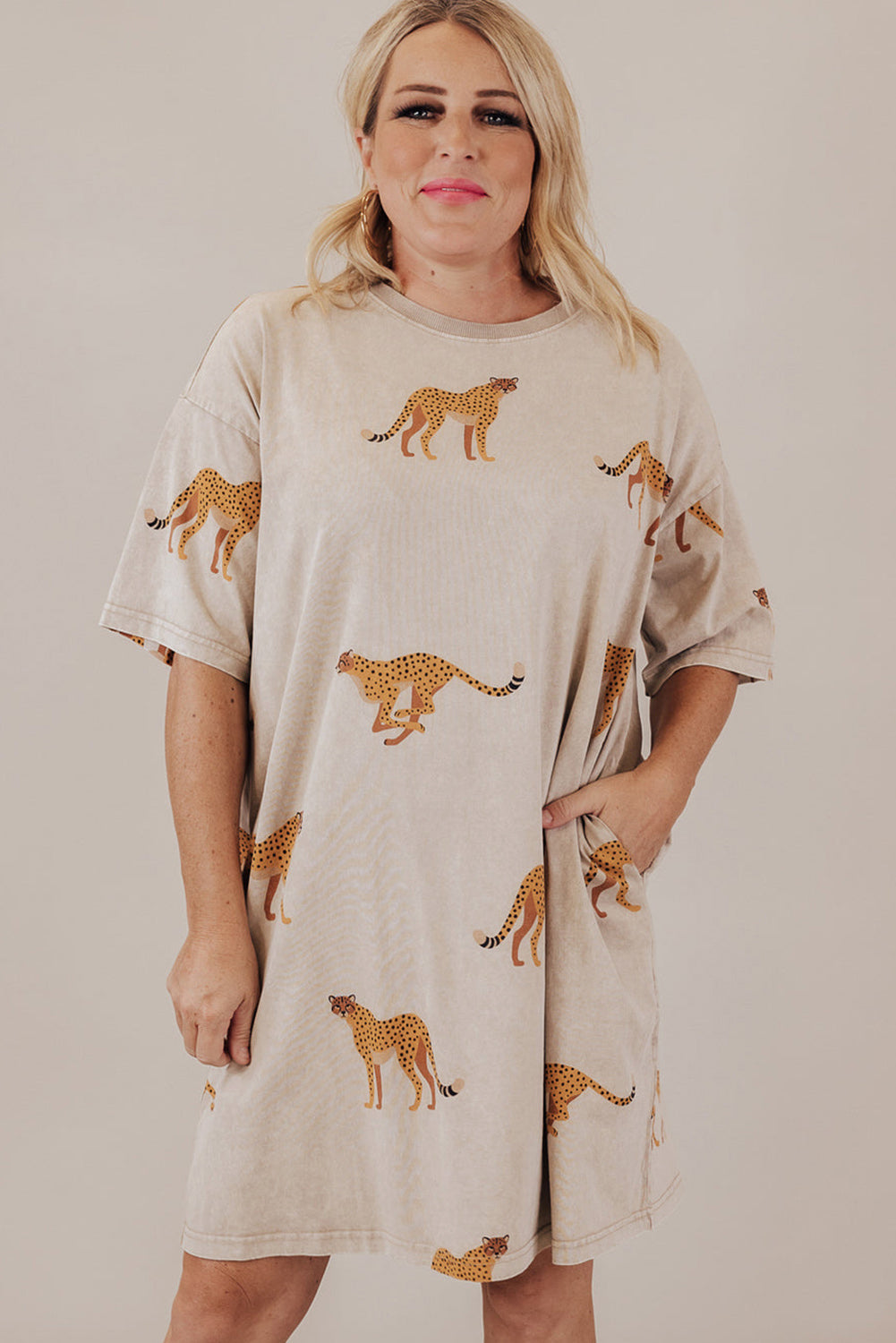 Apricot Plus Size Cheetah Dress