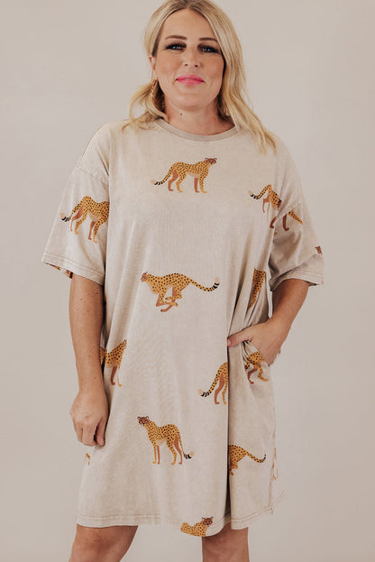 Apricot Plus Size Cheetah Dress