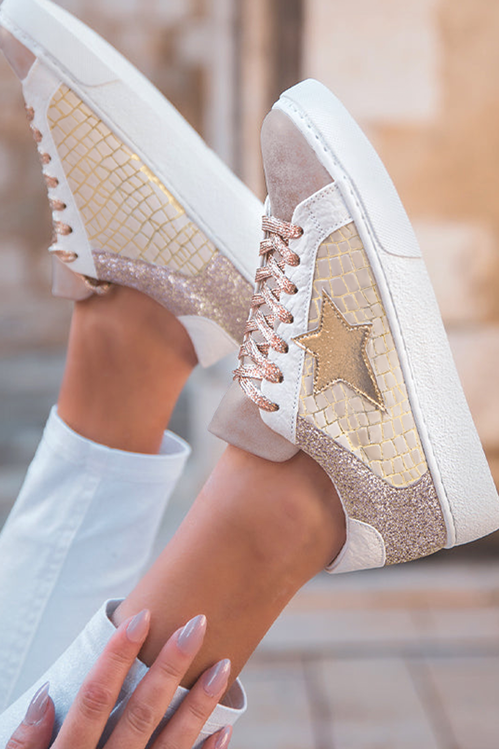 Gold Glitter Star Sneakers