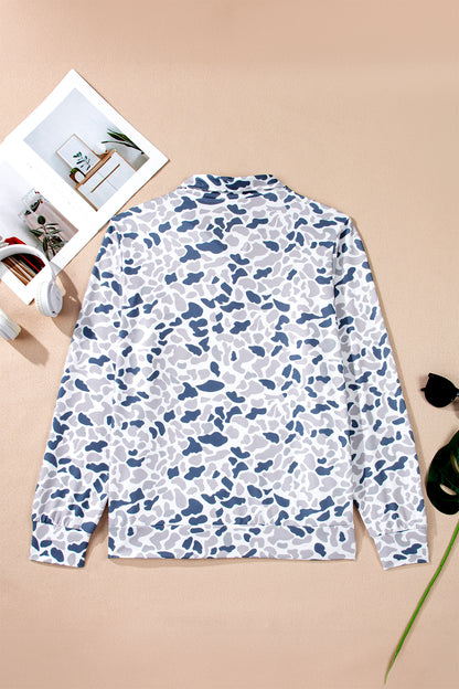 Camouflage Print Quarter Zip Sweatshirt