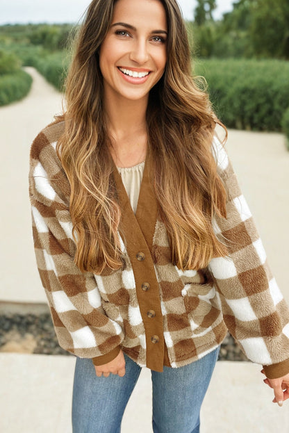 Checkered Sherpa Cardigan