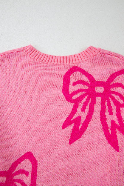 Pink Bow Pattern Sweater