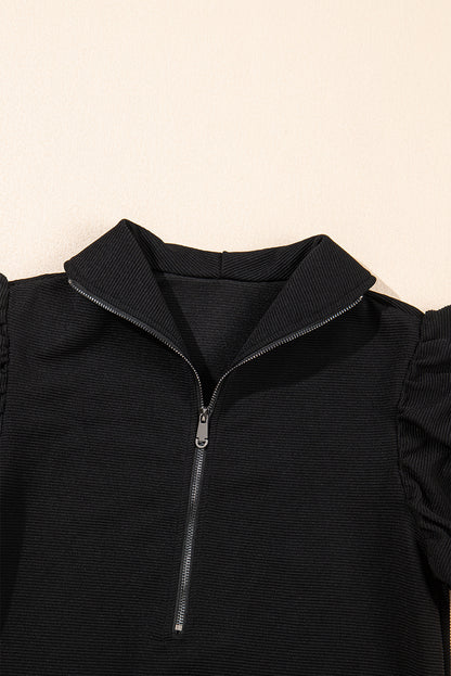 Ruffled Sleeve and Wide Leg Pants Set