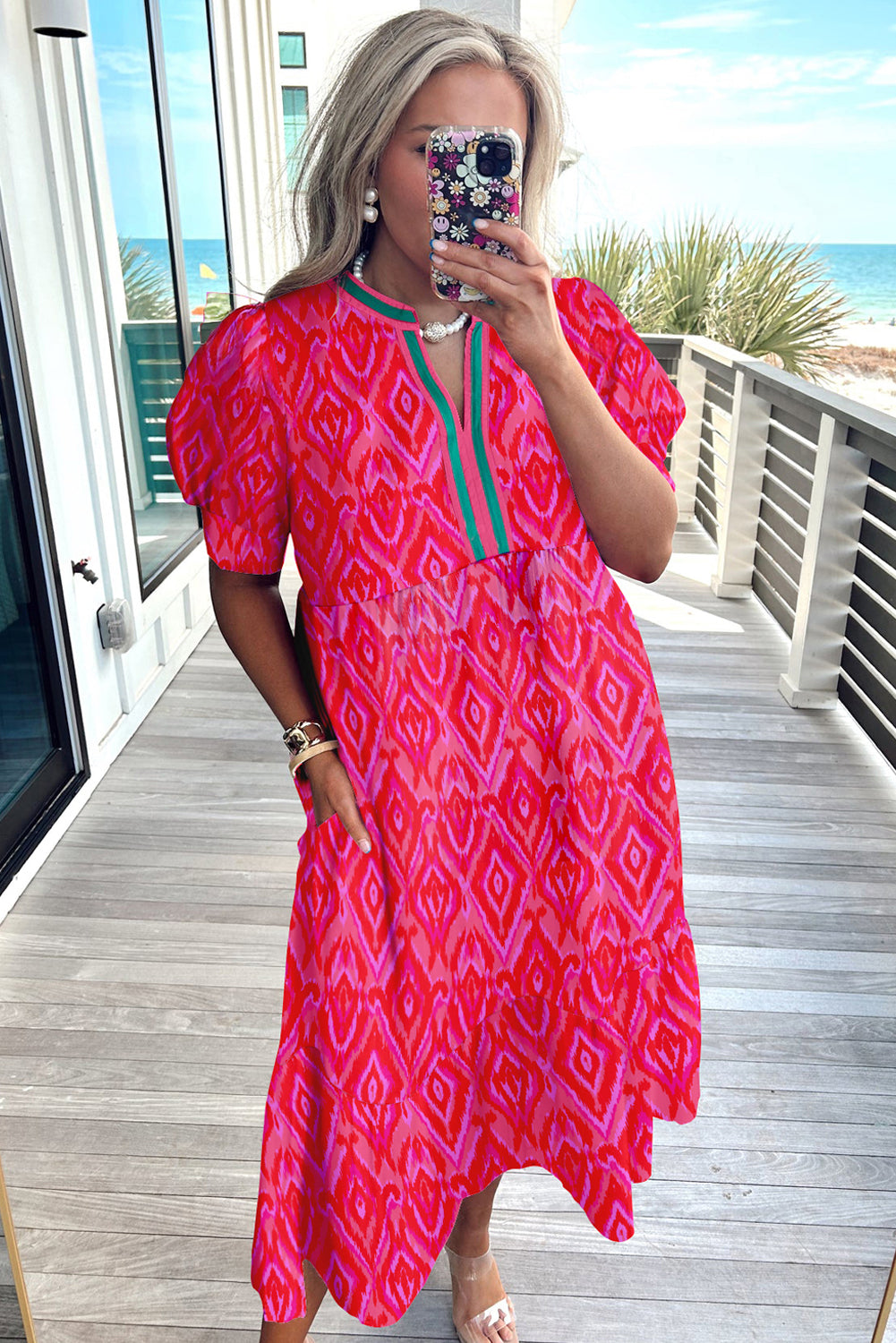 Red Allover Plus Size Dress