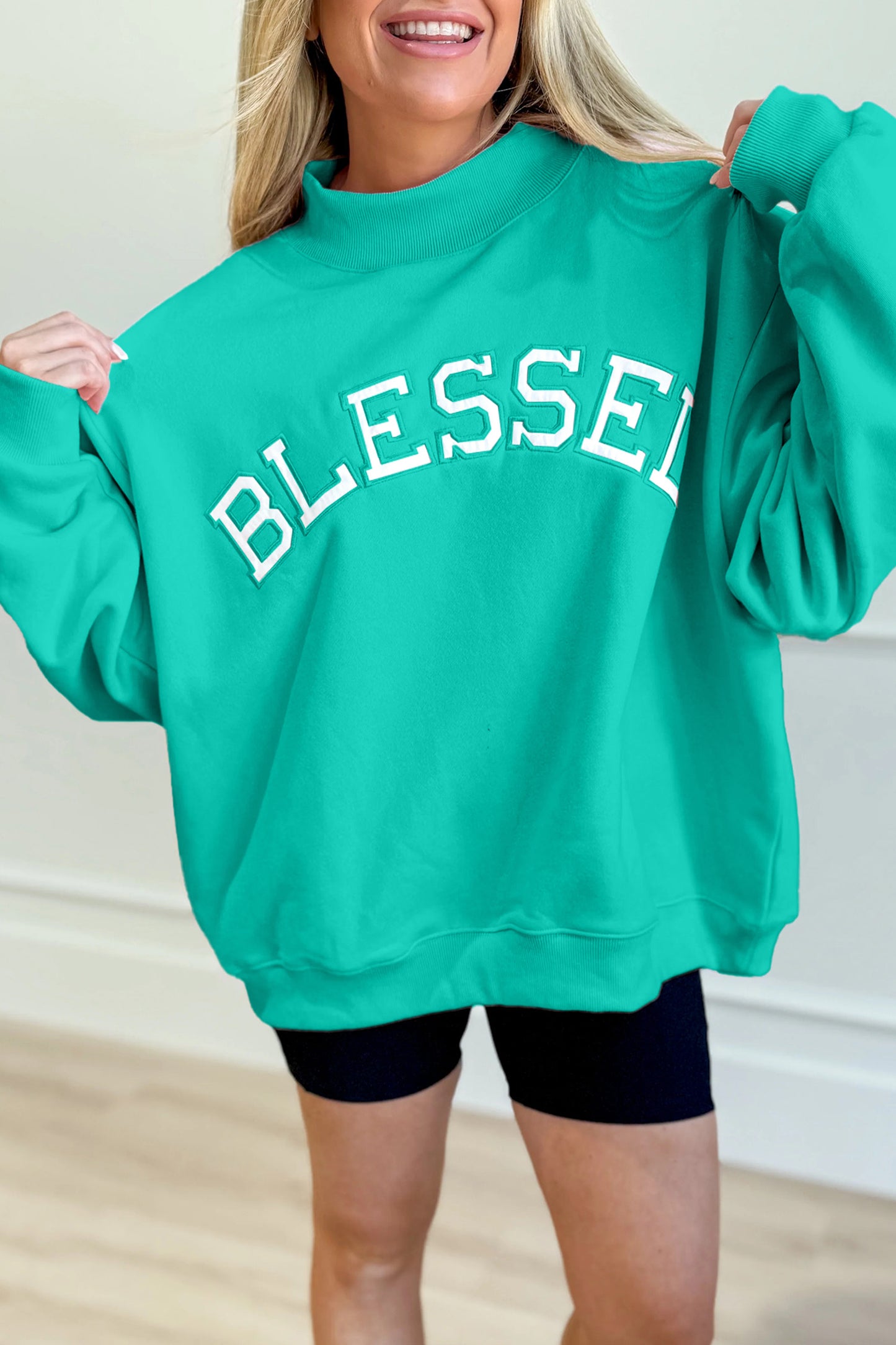 Sea Green Oversize Blessed Sweatshirt