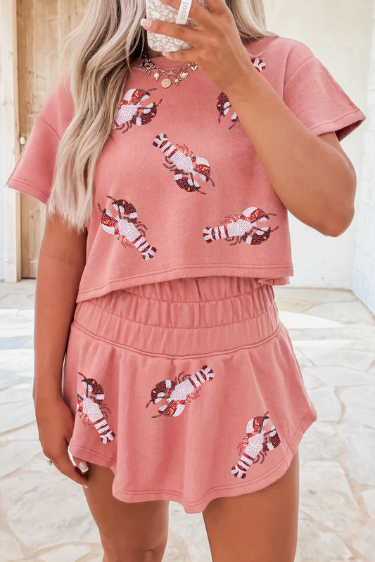 Crawfish Cropped Tee High Waist Skort Outfit