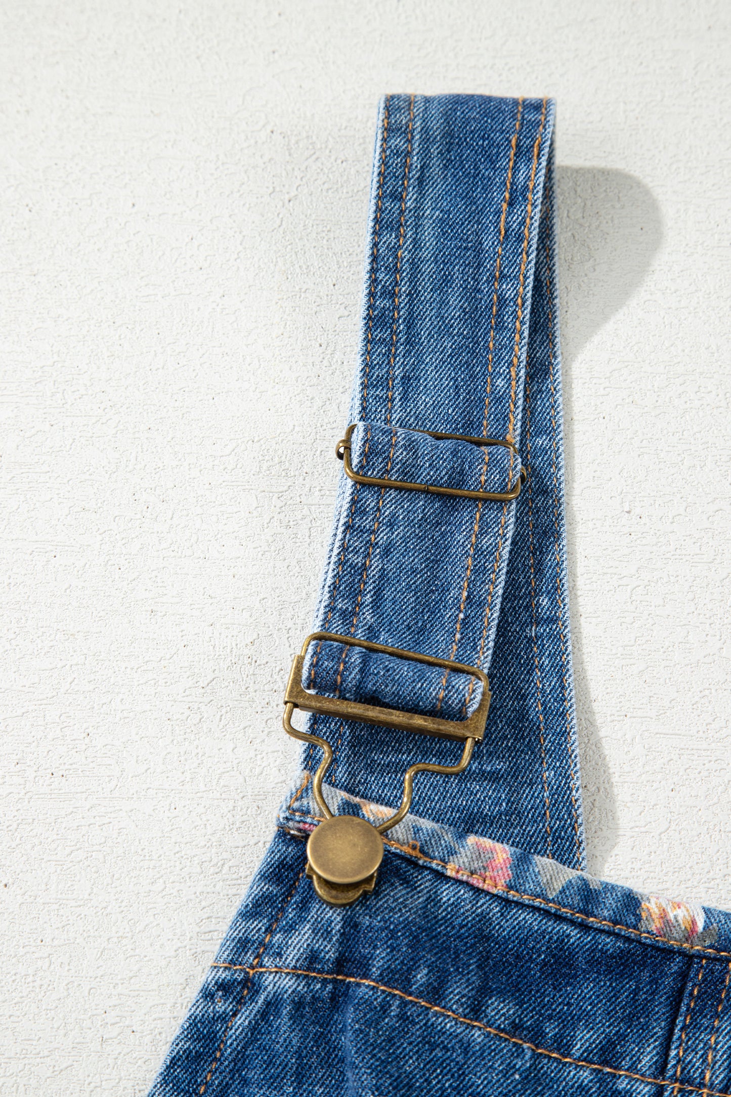 Peacock Blue Floral Patchwork Overalls