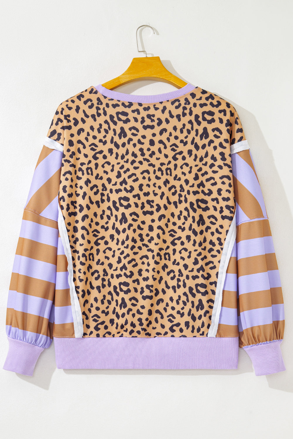 Purple Leopard Striped Plus Size Sweatshirt