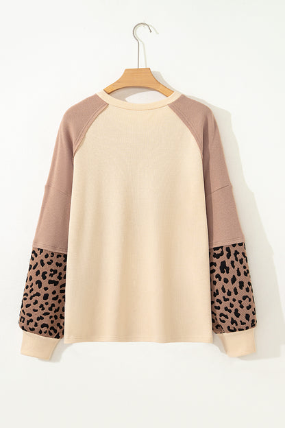 Leopard Star Color Block Sweatshirt