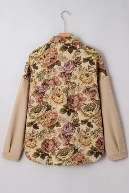 Khaki Floral Buttoned Jacket