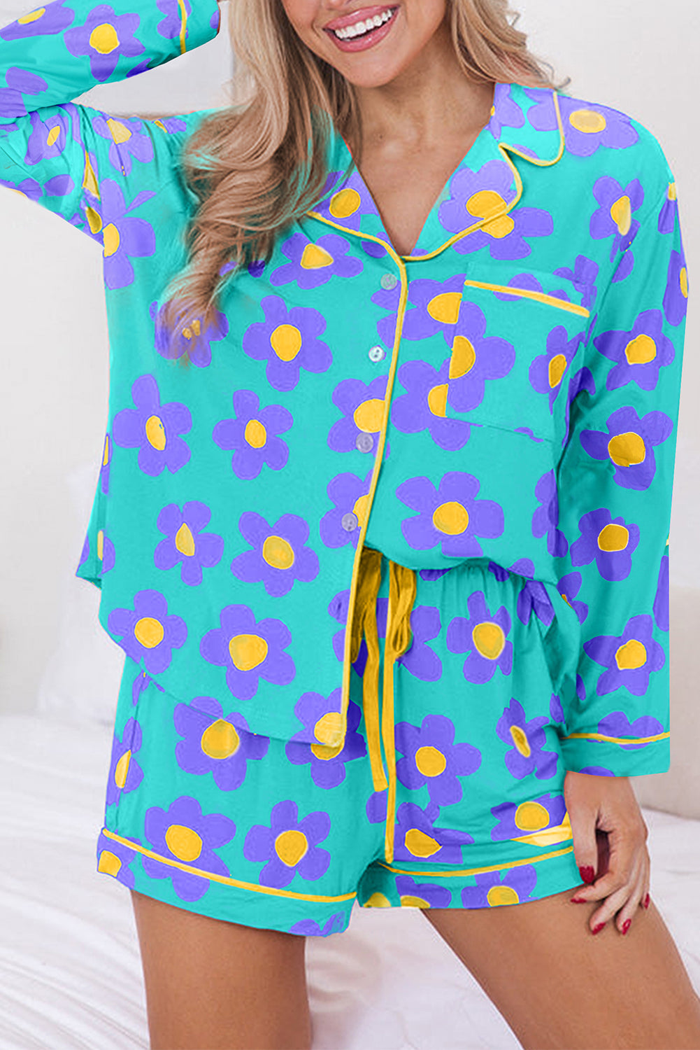 Purple Flower Pajamas Set