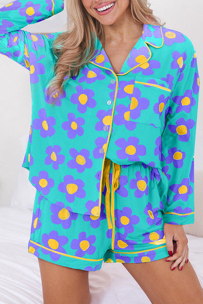 Purple Flower Pajamas Set