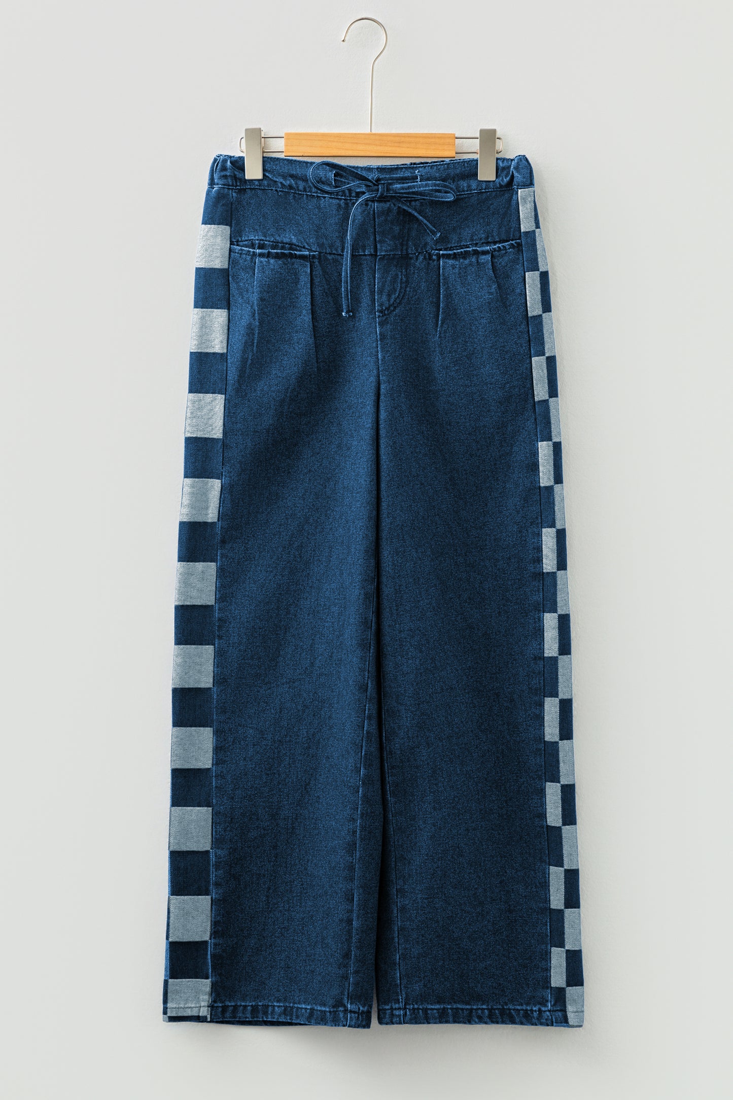 Blue Checkered Side Panel Pants