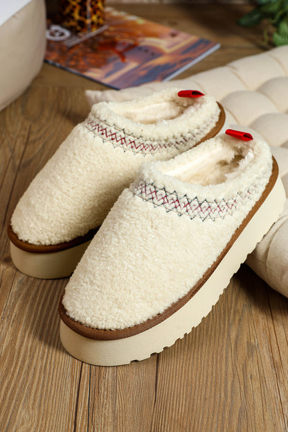 White Sherpa Plush Slippers