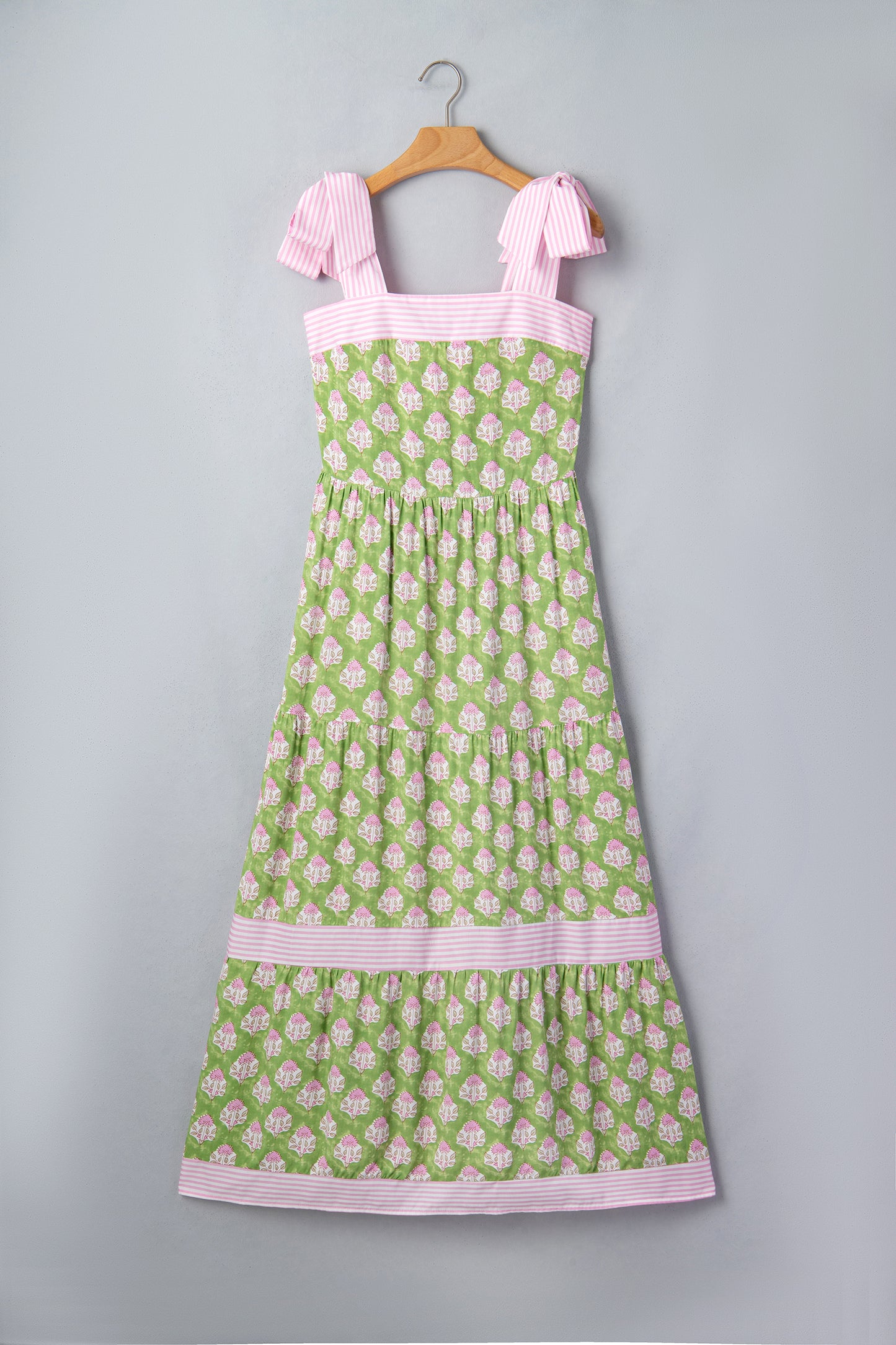 Green Floral Print Maxi Dress