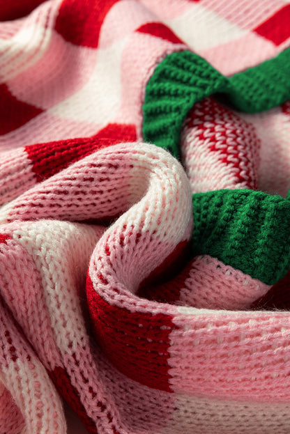 Pink Plaid & Bow Knot Cardigan