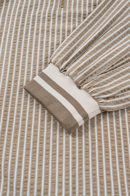 Khaki Stripe Plus Size Mini Dress