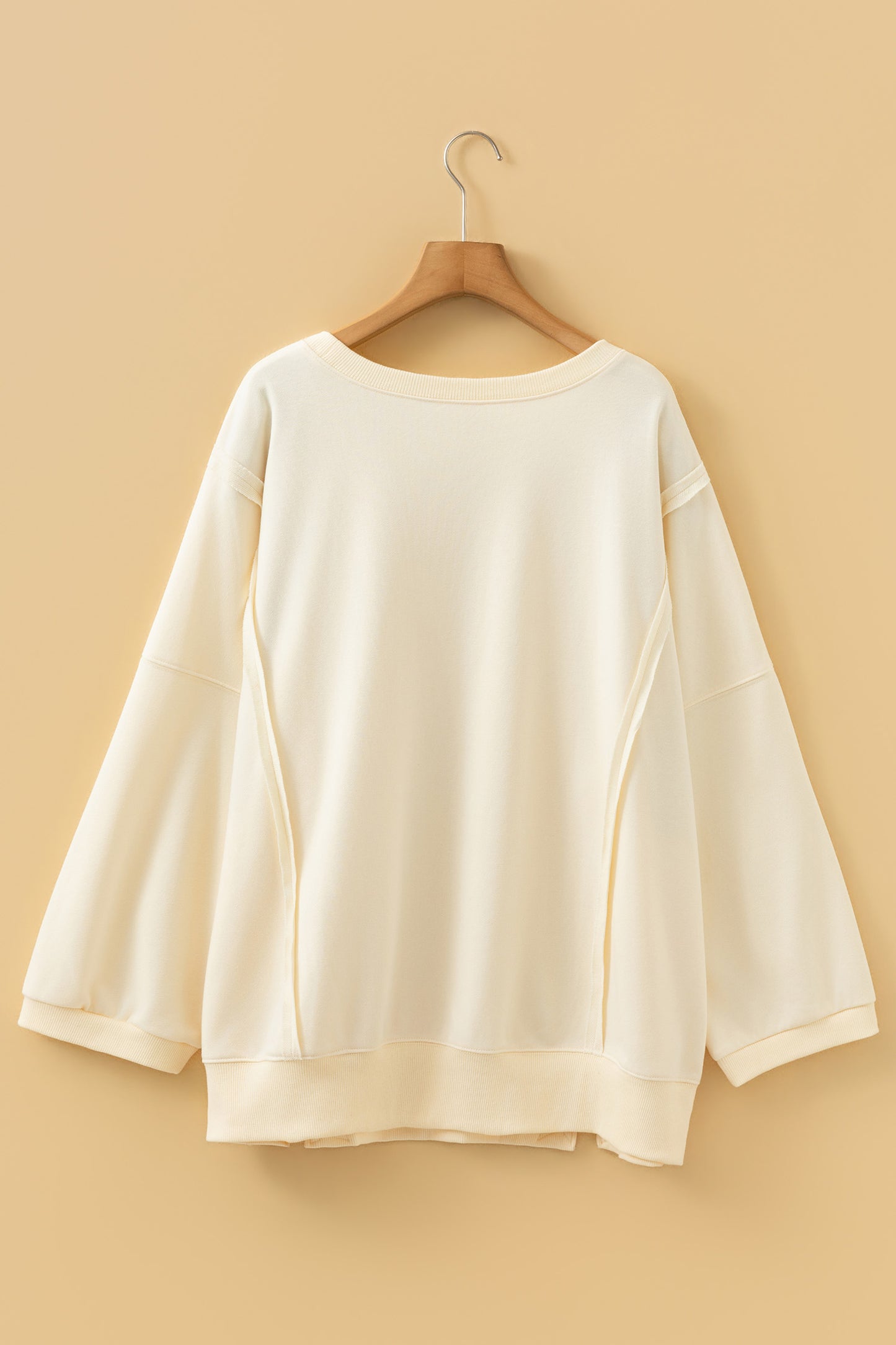 Beige Plus Size Floral Bow Pullover