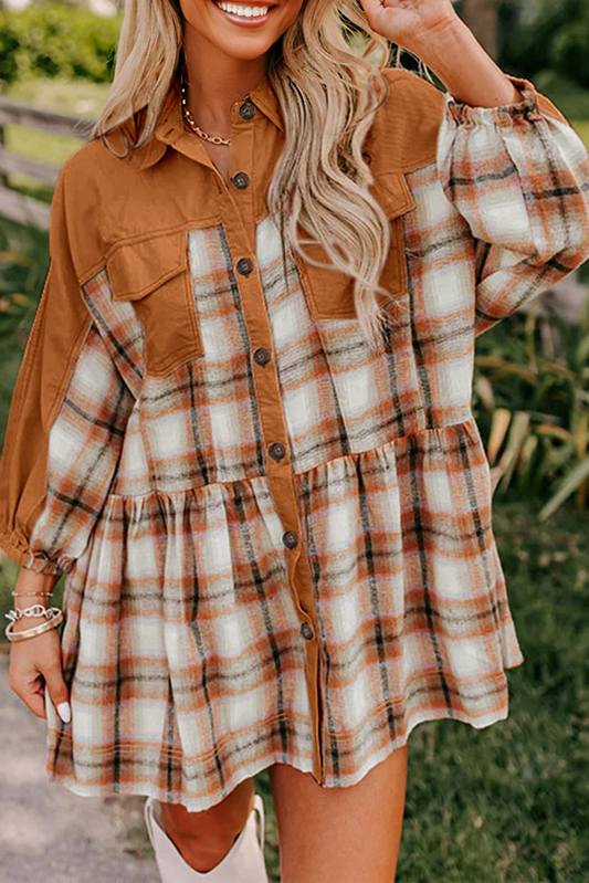 Khaki Plaid Dress