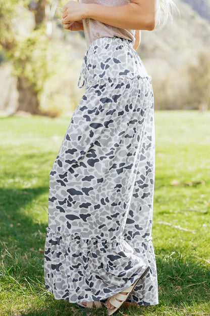 Camo Print Wide Leg Pants