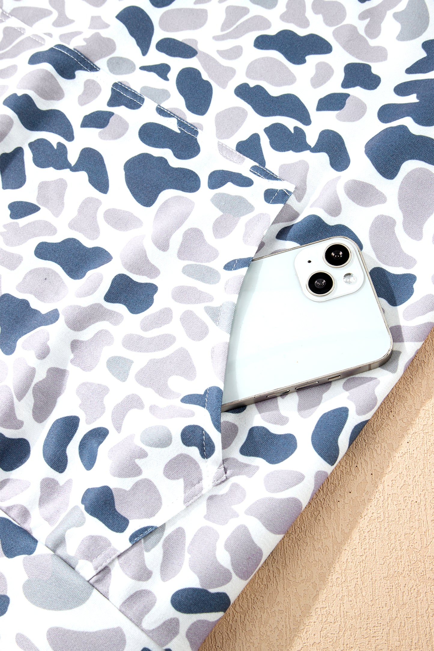 Camouflage Print Quarter Zip Sweatshirt