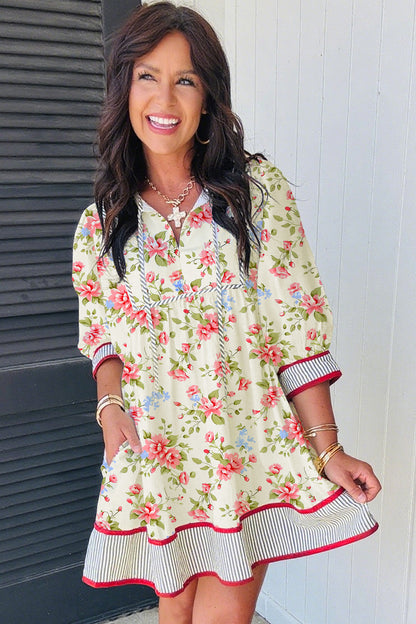 Apricot Striped Dress