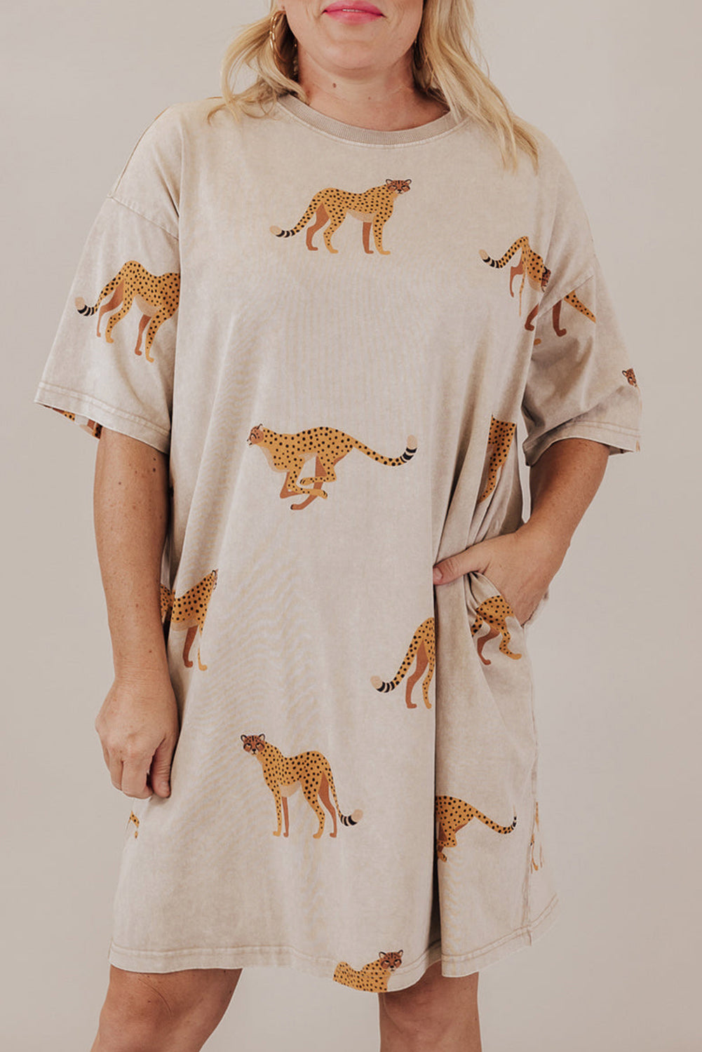 Apricot Plus Size Cheetah Dress