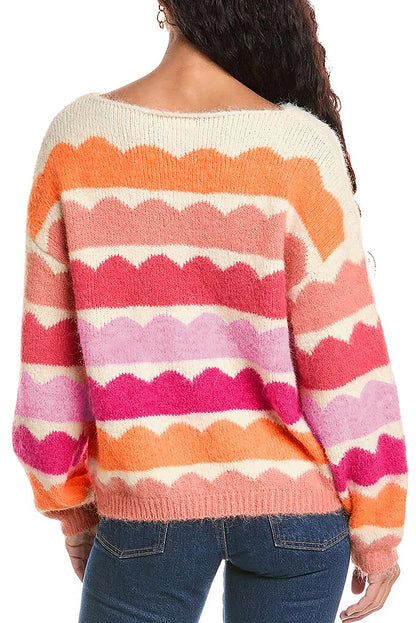 Rose Red Wave Sweater