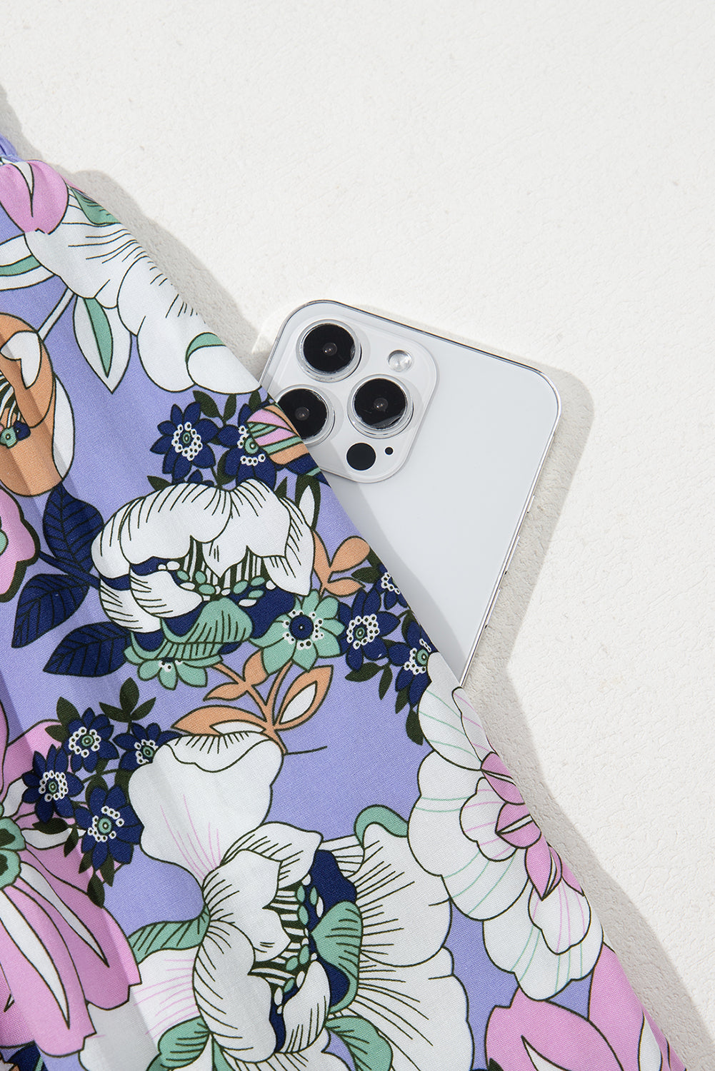 Purple Floral Print Jumpsuit