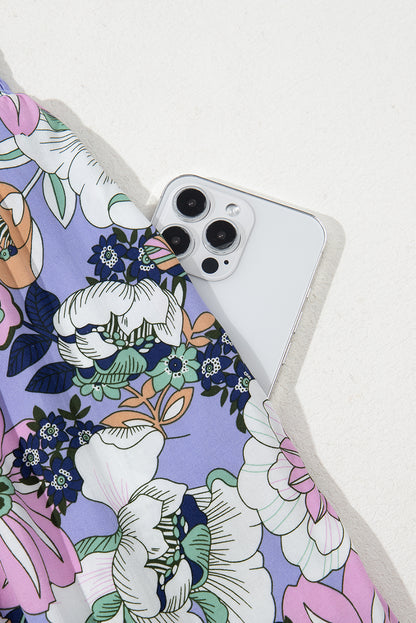 Purple Floral Print Jumpsuit