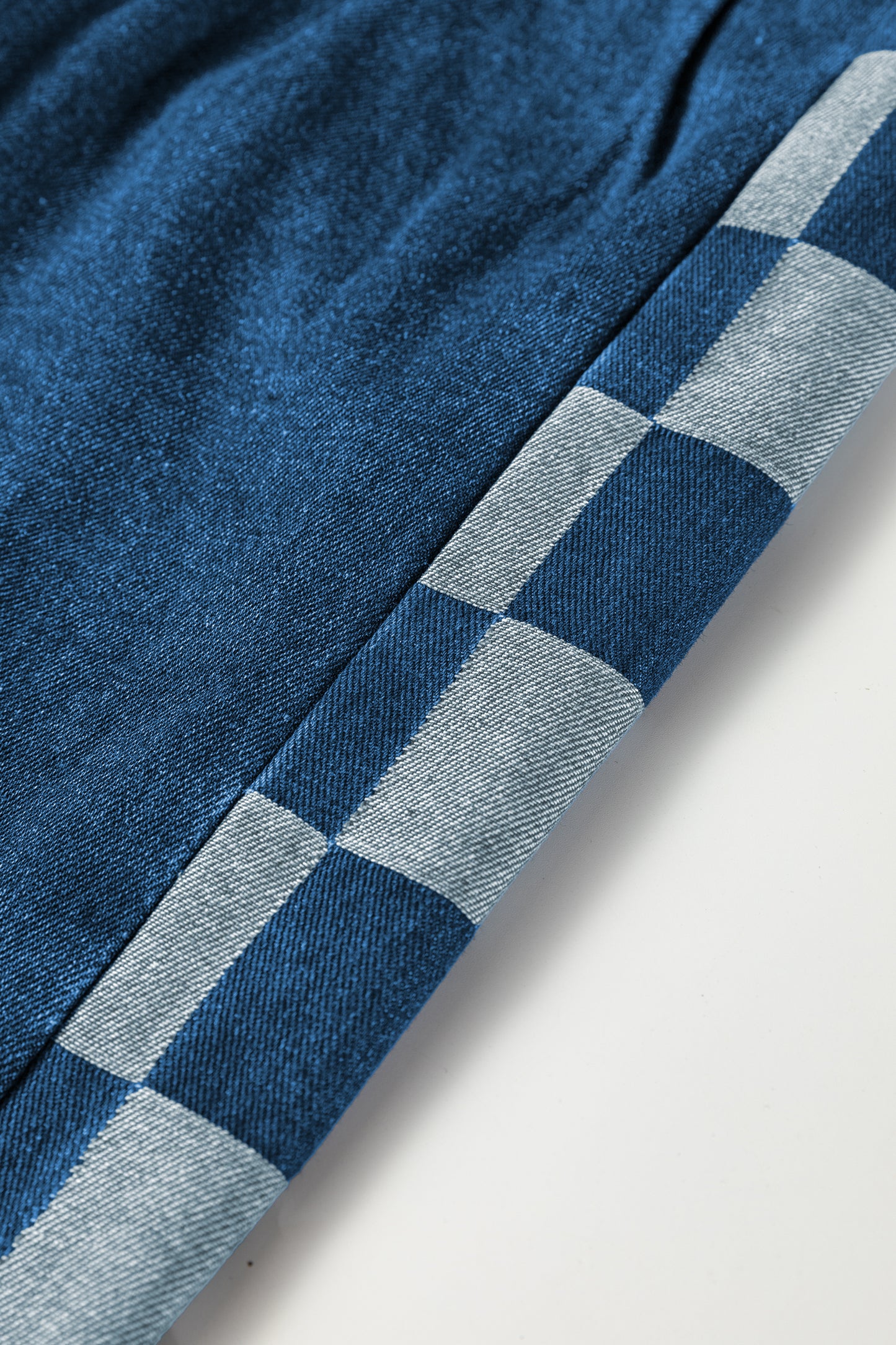 Blue Checkered Side Panel Pants