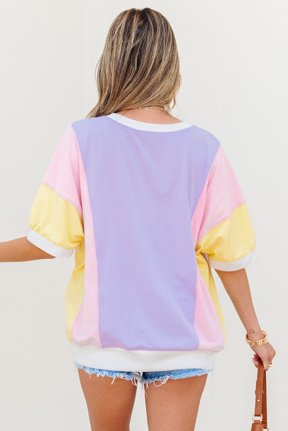 Purple Patchwork Oversized T Shirt
