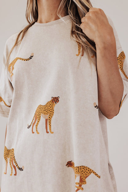 Apricot Plus Size Cheetah Dress