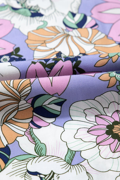 Purple Floral Print Jumpsuit