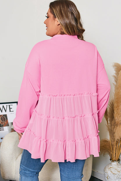 Pink Tiered Ruffle Plus Size Top