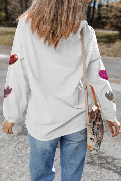 White Valentines Heart Sweatshirt