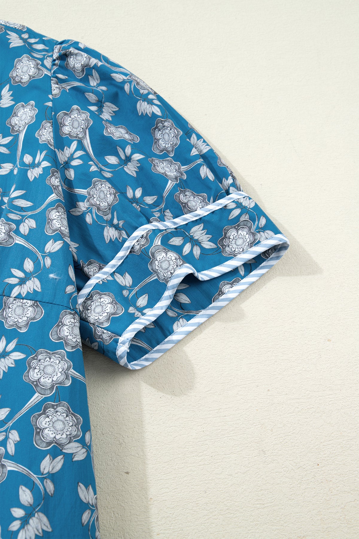 Blue Plus Size Floral Print Dress