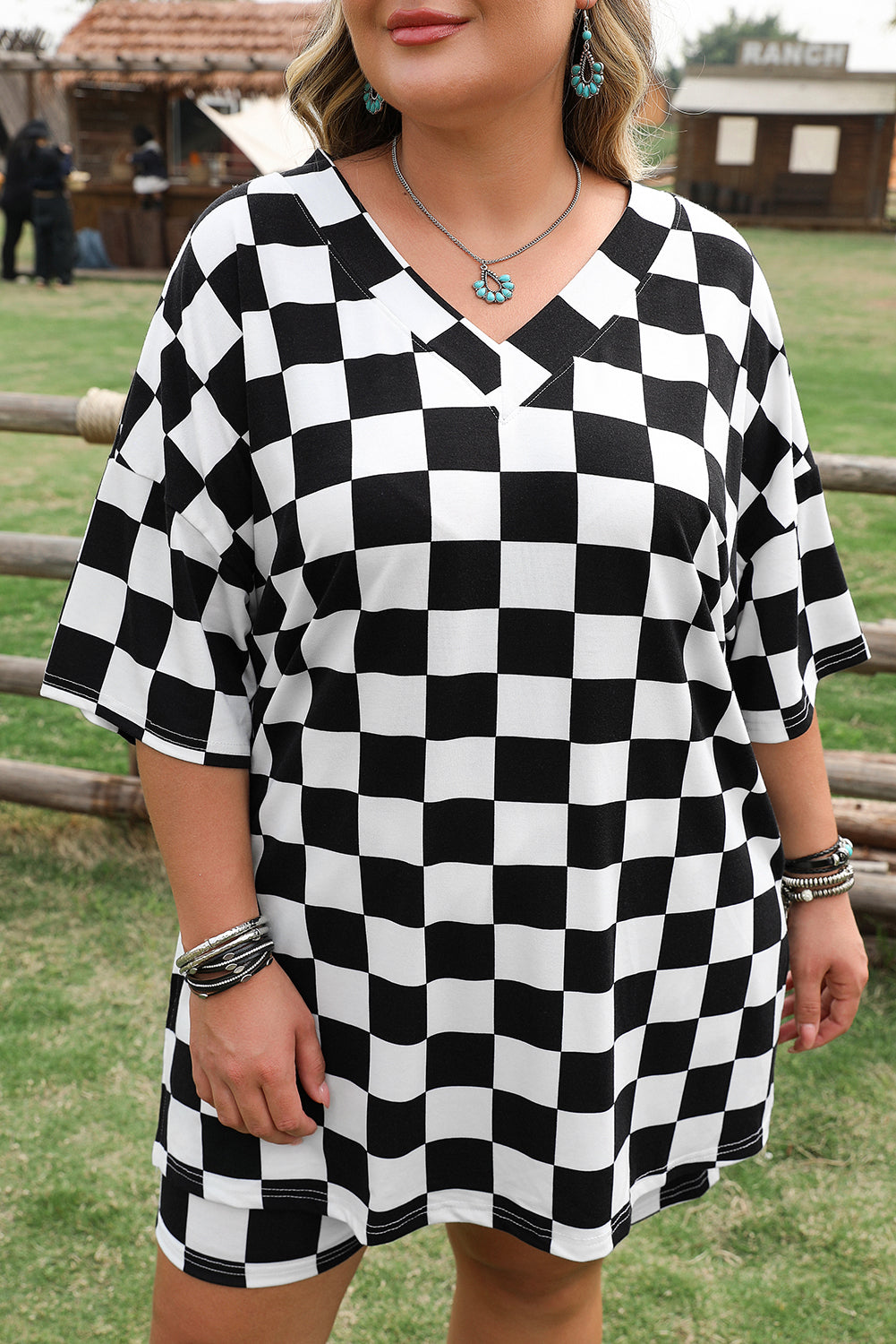 Black Checkered Plus Size Set