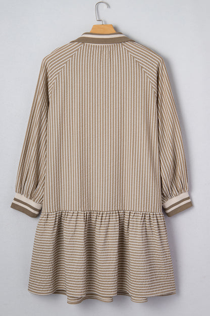 Khaki Stripe Plus Size Mini Dress