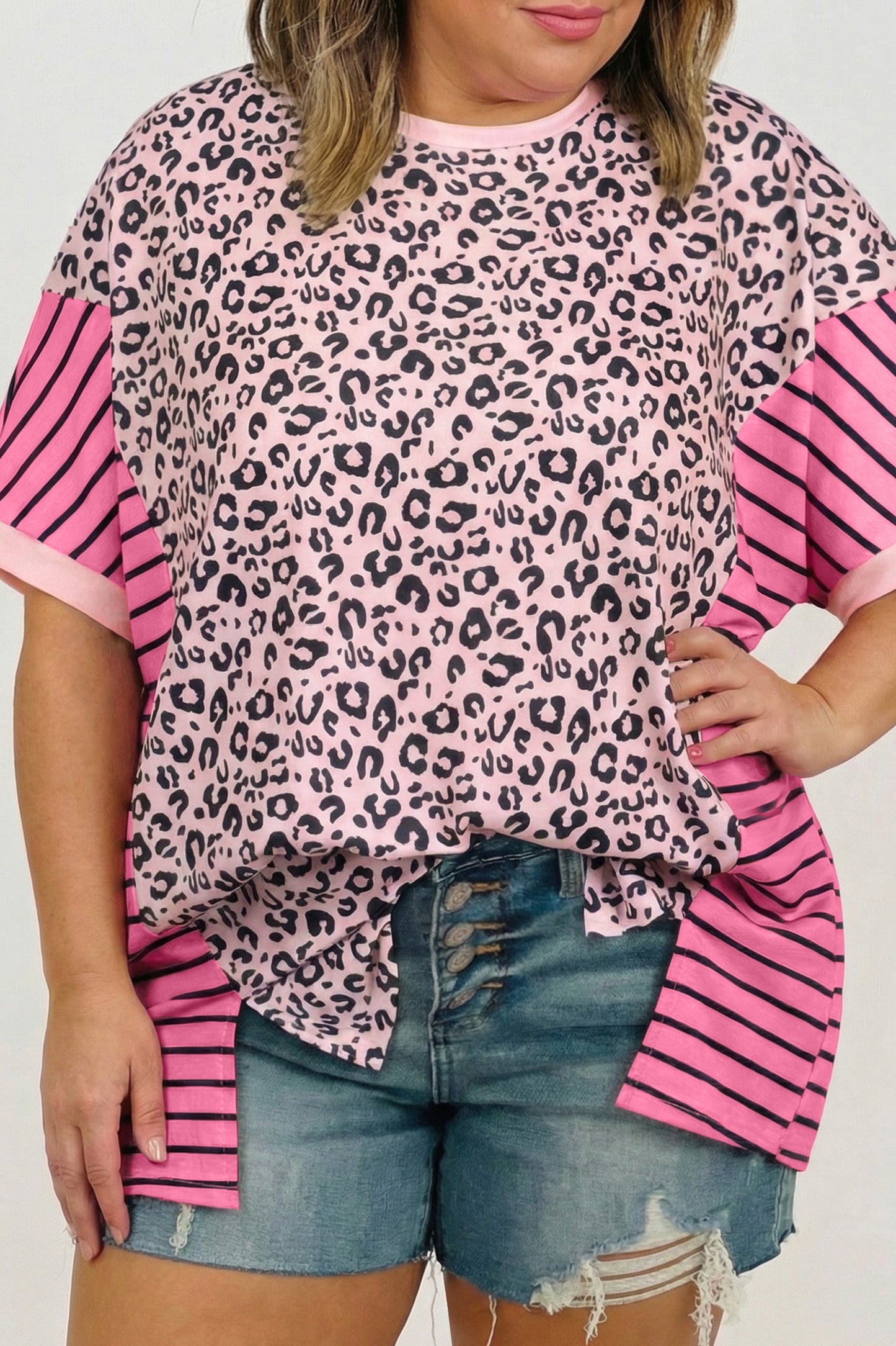 Pink Leopard Plus Size Tee