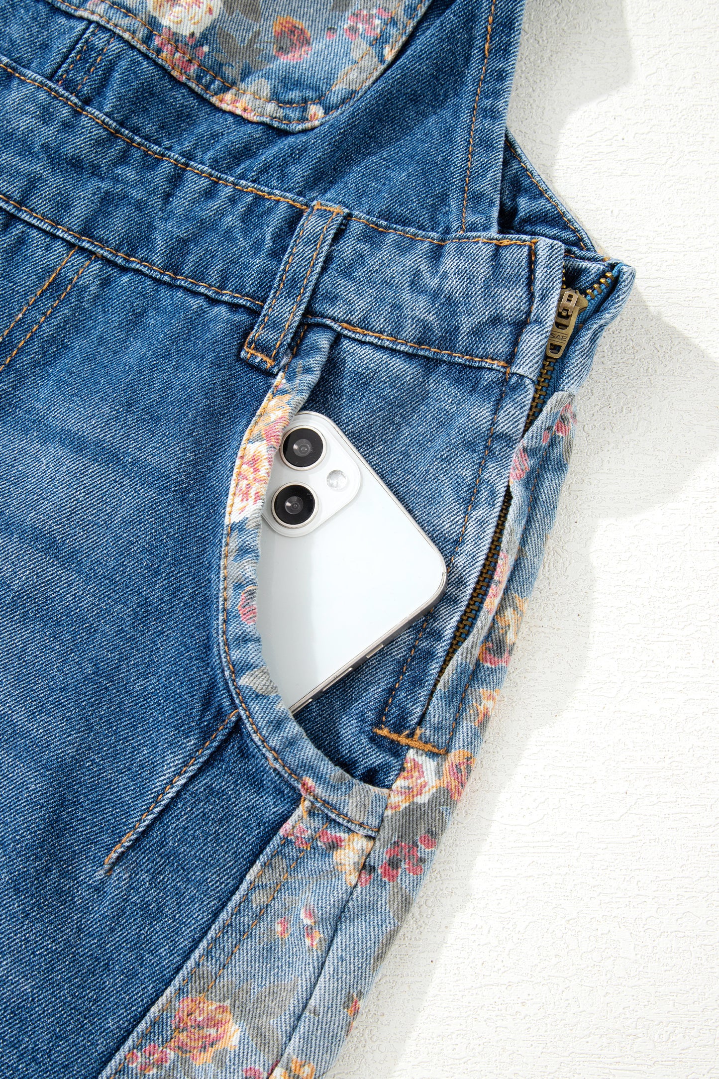 Peacock Blue Floral Patchwork Overalls