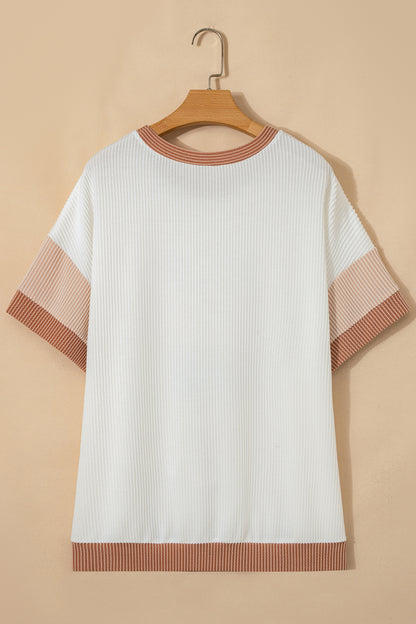 Apricot Bowknot Applique Plus Size Top