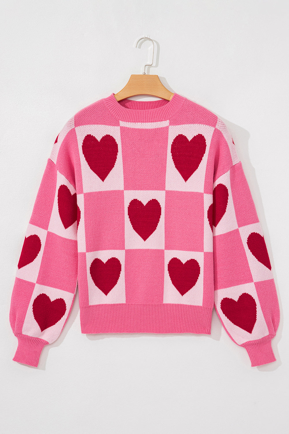 Love Heart Checkered Sweater