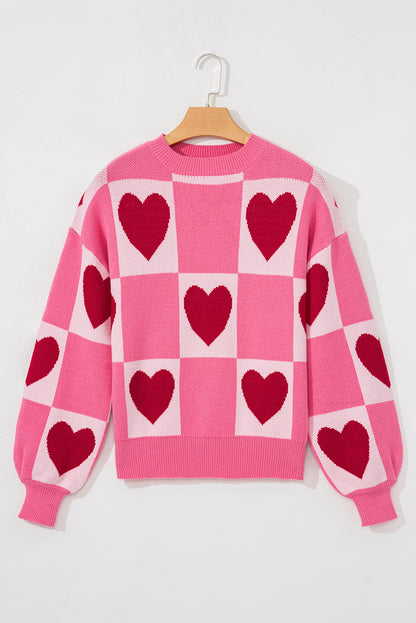 Love Heart Checkered Sweater