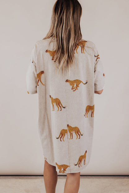Apricot Plus Size Cheetah Dress